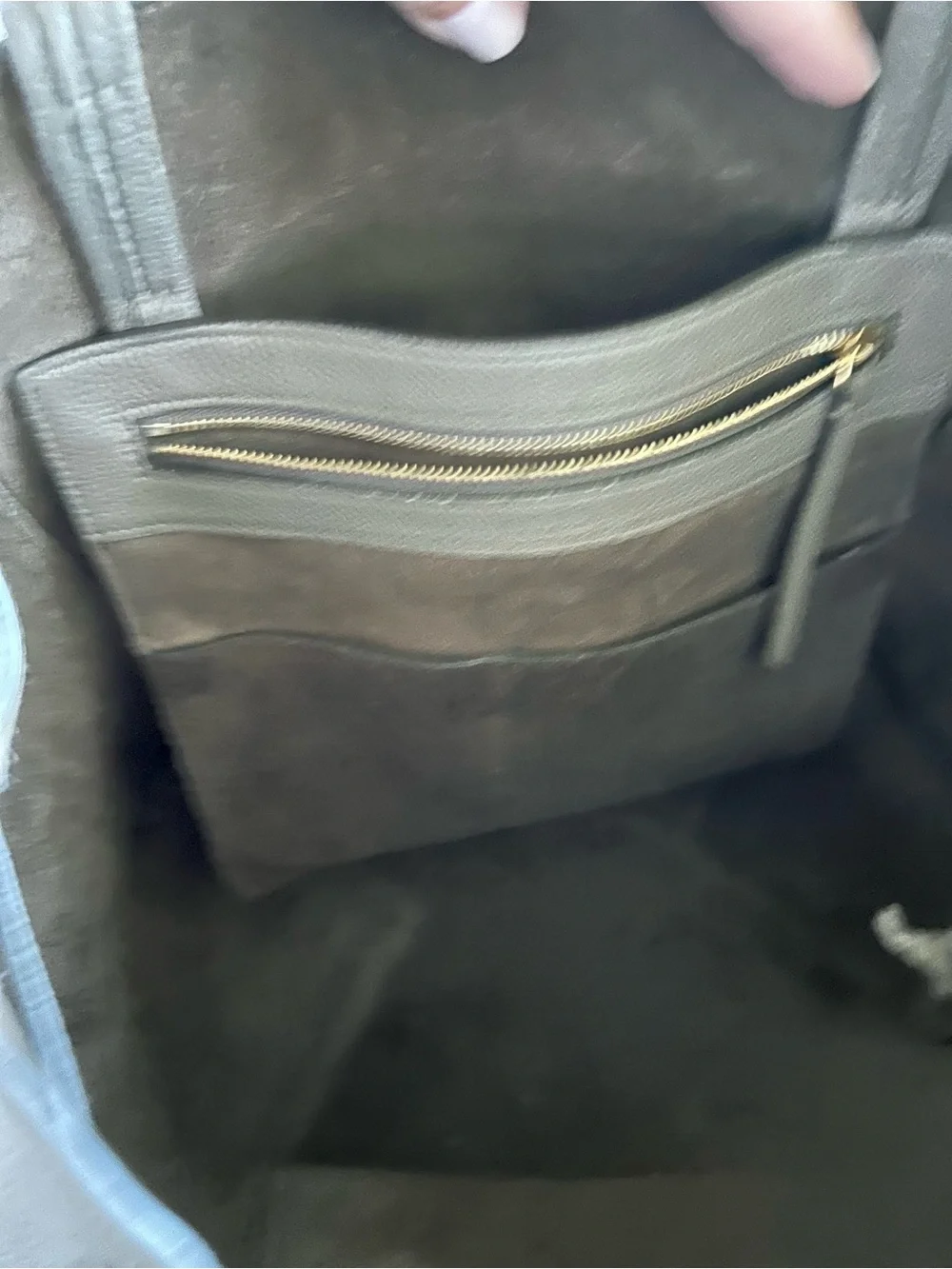 Celine Leather Small Cabas Phantom w/ Belt in Taupe